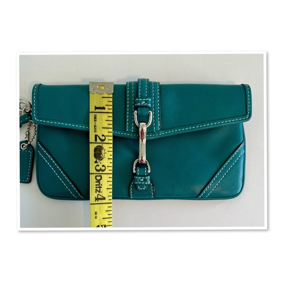 Coach Turquoise Leather Wristlet - Picture 9 of 11